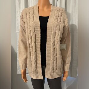 Great Cocovive size S beige open front cardigan sweater pockets